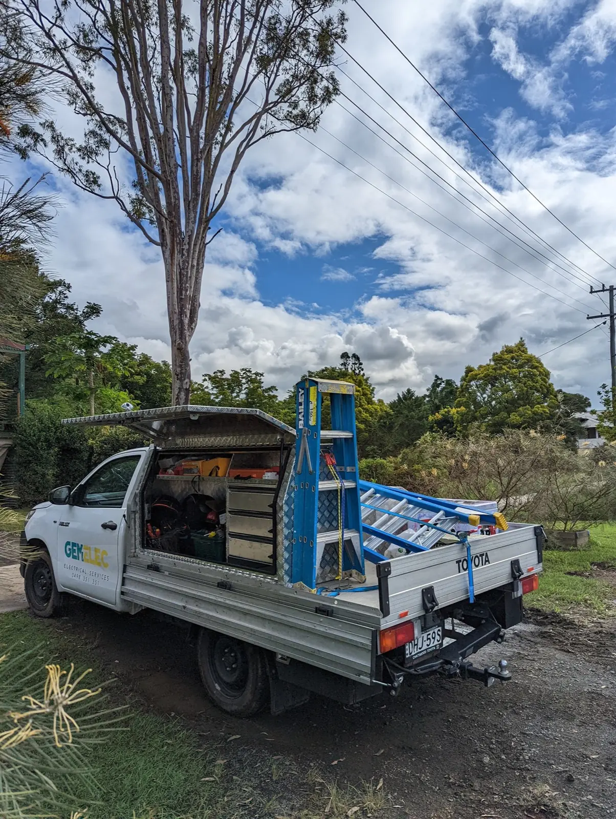 Gemelec work truck parked on a Sydney residential street